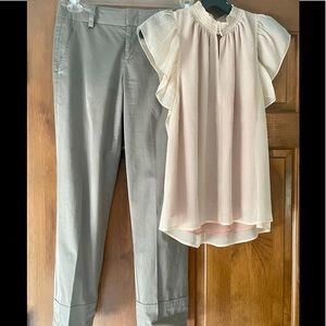 Vince Dressy Straight-leg crop beige trouser $295